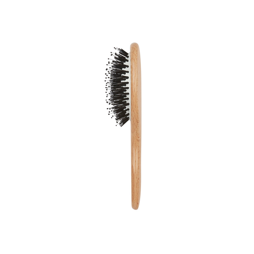 V02 - Small Cushion Vegan Bristle Nylon Mix Hairbrush Side View - LR