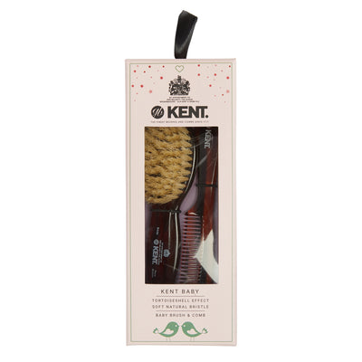 Tortoiseshell Effect Soft Natural Bristle Baby Brush and Comb Set - BA30